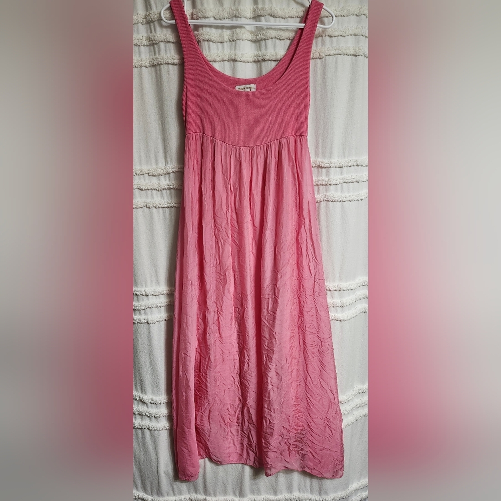 Pink Silk & Viscose Sleeveless Maxi Dress.